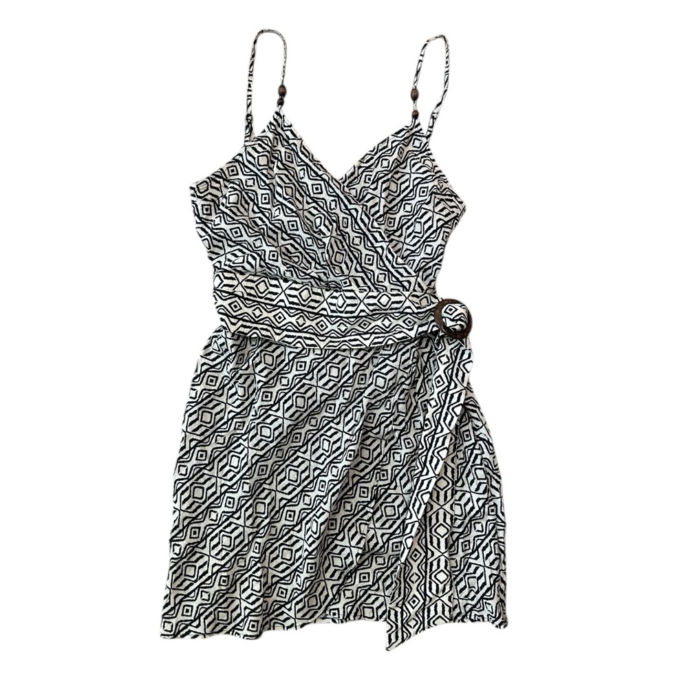 New Zara Geometric Belted Mini Dress